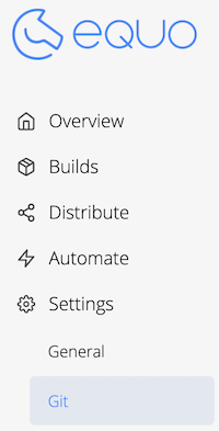 Selecting the Git tab item from the application sidebar.