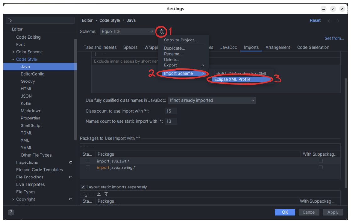 Intellij - Import Scheme